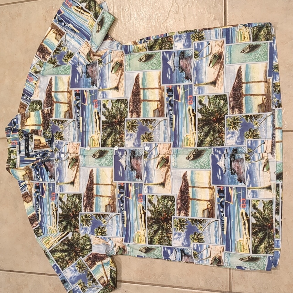 Nautica Hawaiian Button Up Shirt Size Large